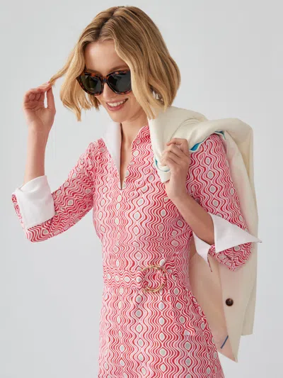 J.mclaughlin Women's Daniele Dress In Costa Key Hot Pink/white