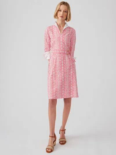 J.mclaughlin Women's Daniele Dress In Costa Key Hot Pink/white