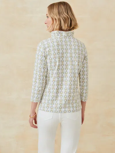 J.mclaughlin Women's Sahara Ruffle Top In Tidal Geo Off White/khaki In Multi