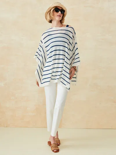 J.mclaughlin Women's Samrithi Cashmere Poncho In Stripe Off White/dark Navy