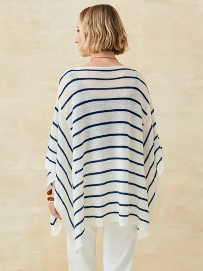 J.mclaughlin Women's Samrithi Cashmere Poncho In Stripe Off White/dark Navy