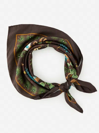 J.mclaughlin Women's Amoura Silk Scarf In Jungle Tableau Square Brown In Gold