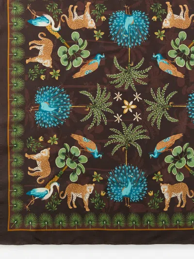 J.mclaughlin Women's Amoura Silk Scarf In Jungle Tableau Square Brown In Gold