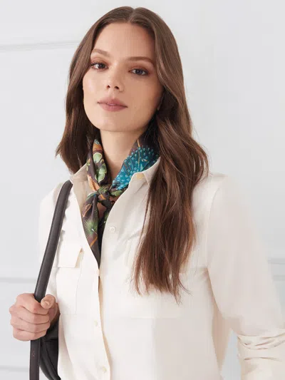 J.mclaughlin Women's Amoura Silk Scarf In Jungle Tableau Square Brown In Gold