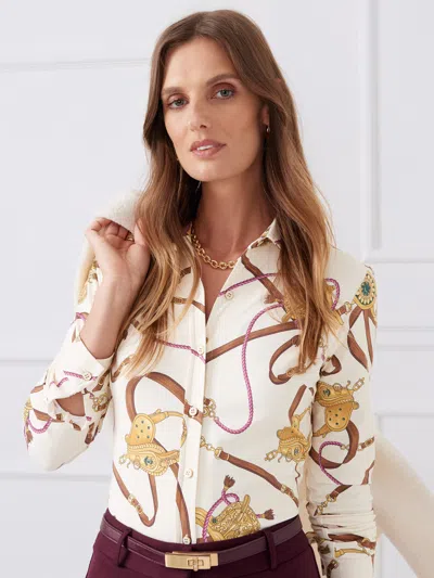 J.mclaughlin Women's Betty Shirt In Neo Scylla Off White/gold/brown In Multi