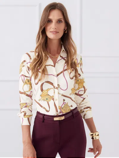 J.mclaughlin Women's Betty Shirt In Neo Scylla Off White/gold/brown In Multi