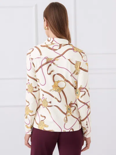 J.mclaughlin Women's Betty Shirt In Neo Scylla Off White/gold/brown In Multi