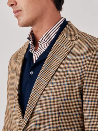 J.mclaughlin Men's Suffolk Sport Coat In Houndstooth Cobalt/brown/green