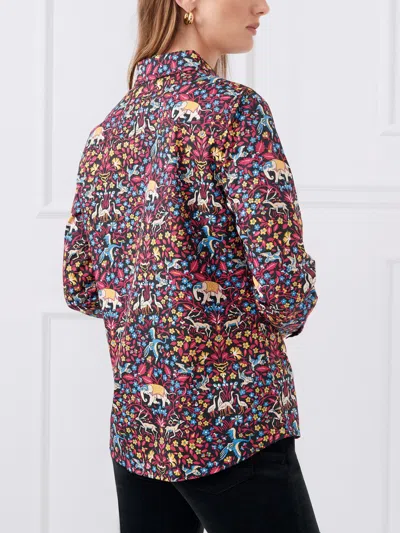 J.mclaughlin Women's Lois Shirt In Savanna Blooms Black/red/blue In Multi