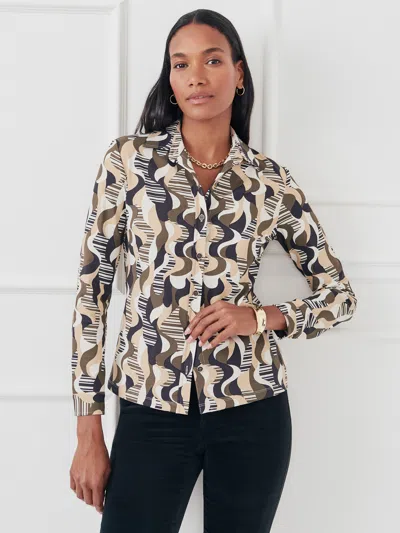 J.mclaughlin Women's Betty Shirt In Retro Wave Olive/black In Multi