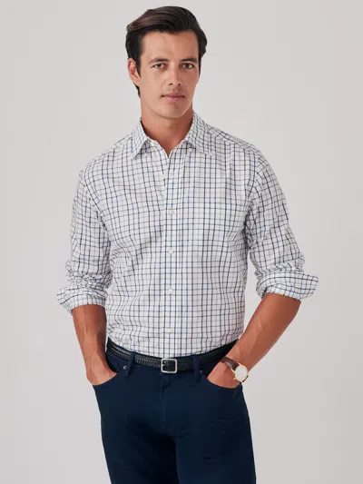 J.mclaughlin Men's University Classic Fit Shirt In Tattersall Navy/marine/ivory In White