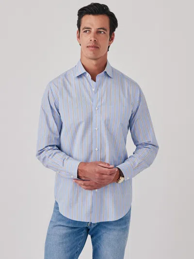 J.mclaughlin Men's Club Classic Fit Shirt In Shadow Stripe Yellow/blue/white