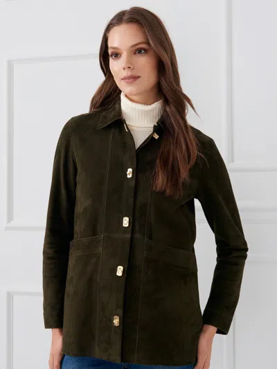 J.mclaughlin Women's Kavya Suede Jacket Olive In Green