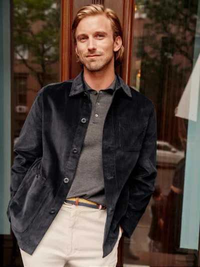 J.mclaughlin Men's Weekender Corduroy Jacket Dark Navy In Blue