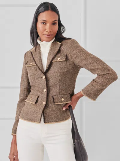 J.mclaughlin Women's Anwen Jacket In Herringbone Coffee In Multi