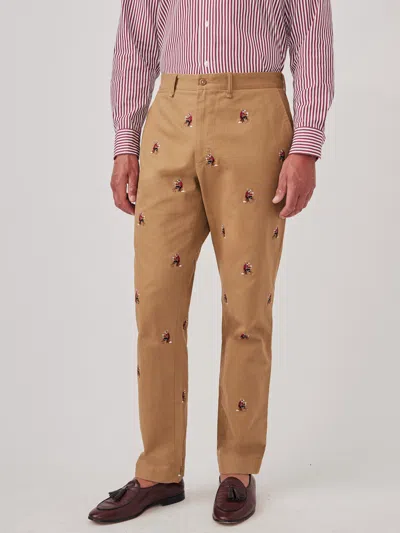 J.mclaughlin Men's Redding Straight-fit Chino Pants In Embroidered Fox Martini Khaki In Neutral