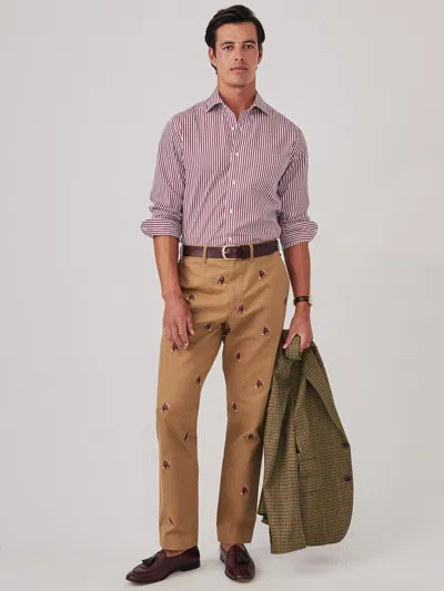 J.mclaughlin Men's Redding Straight-fit Chino Pants In Embroidered Fox Martini Khaki In Neutral