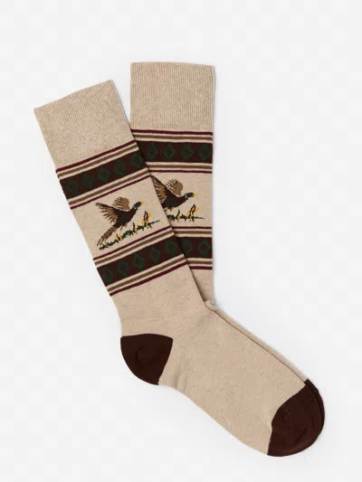 J.mclaughlin Men's Socks In Duck Beige | Cotton/nylon/spandex In Animal Print