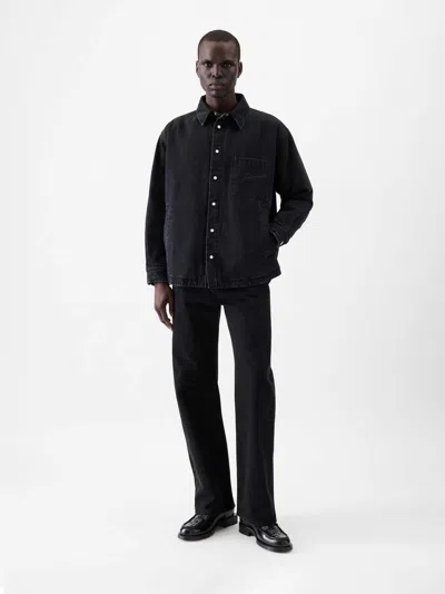 Jacquemus Virgin Wool Long-sleeve Shirt With Embroidered Logo In Black