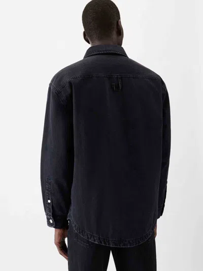Jacquemus Virgin Wool Long-sleeve Shirt With Embroidered Logo In Black