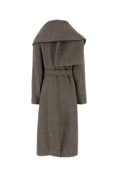 Ferragamo Embroidered Wool Blend Coat In Green