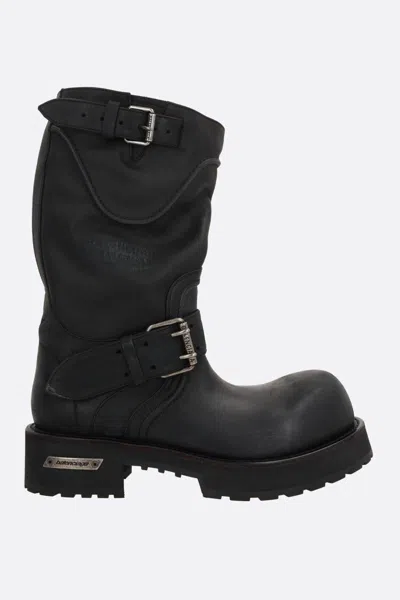 Balenciaga Venom Boots In Worn-out Effect Leather Shoes In Black