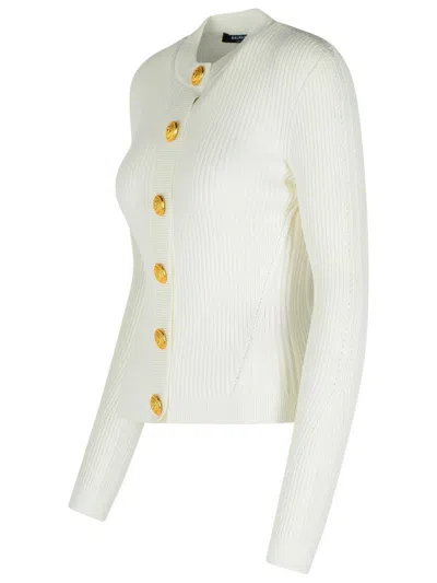 Balmain Knit Sweater Gold-tone Buttons In White