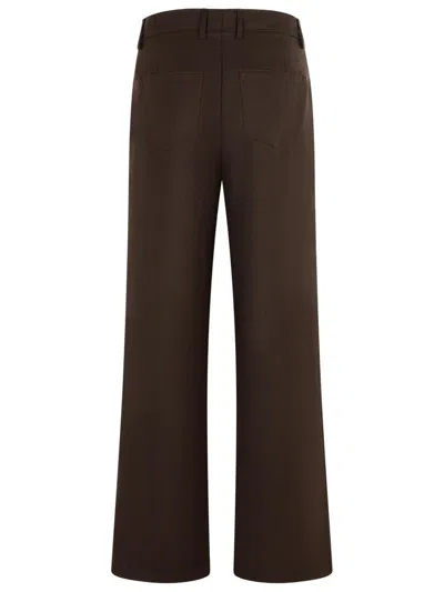 Séfr Wide-leg Wool Blend Trousers In Brown