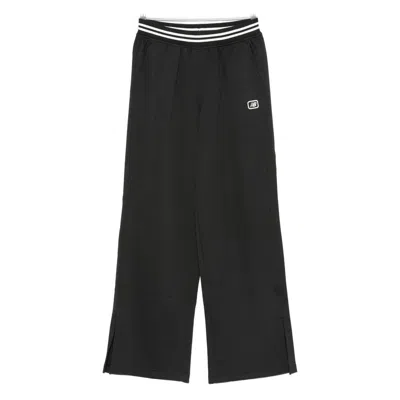 New Balance Elasticated-waistband Split-hem Trousers In Black