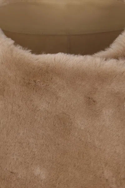 Totême Toteme Collarless Genuine Shearling Coat In Brown