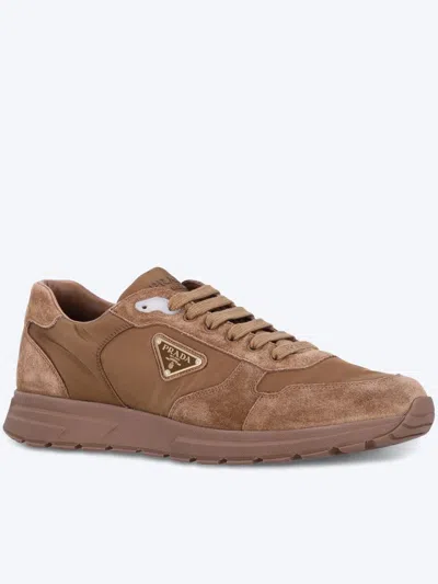 Prada Modern Low-top Sneakers Suede Panels In Animal Print