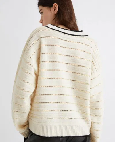 Marella Striped V-neck Sweater In White