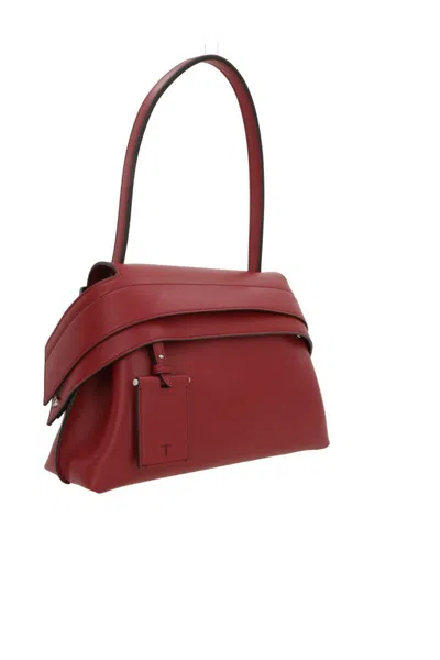Tod's Leather Flap Shoulder Bag In Burgundy