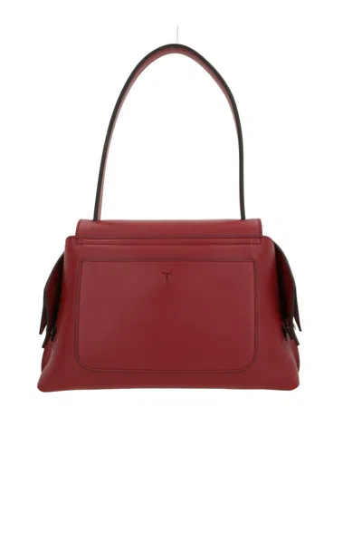 Tod's Leather Flap Shoulder Bag In Burgundy