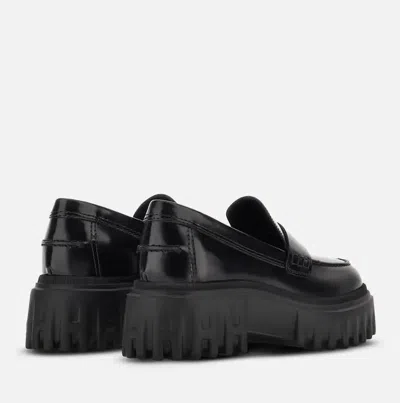 Hogan Chunky Leather Loafers In Animal Print