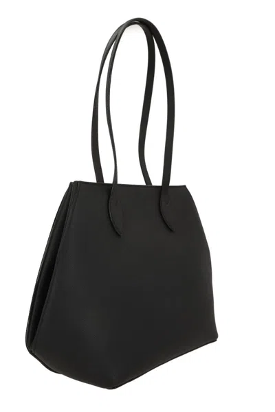 Valextra Medium Vivi Leather Tote Bag In Black