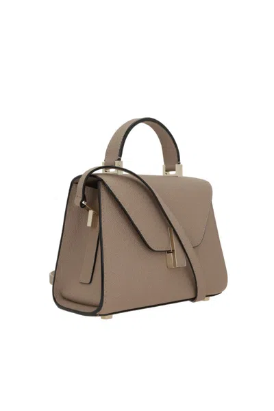 Valextra Micro Iside Grain Leather Top Handle Bag In Nude