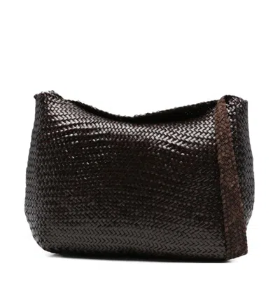 Dragon Diffusion Santa Marta Woven-leather Shoulder Bag In Brown