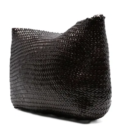 Dragon Diffusion Santa Marta Woven-leather Shoulder Bag In Brown