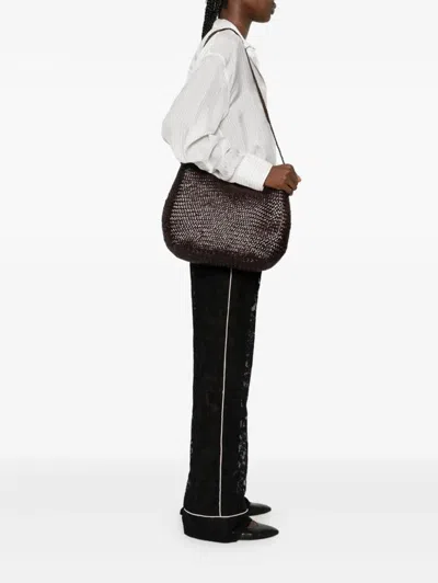 Dragon Diffusion Santa Marta Woven-leather Shoulder Bag In Brown