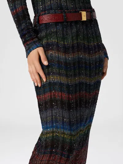 Missoni Long Pencil Skirt With Wave Pattern In Multi