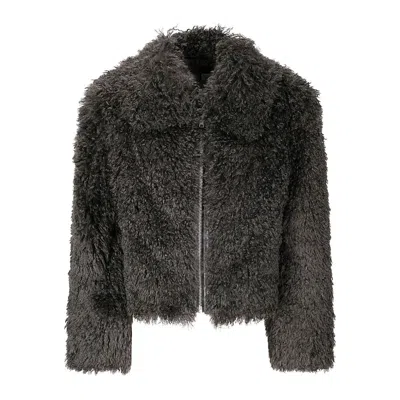 Stand Studio Zaylee Faux Fur Jacket In Gray