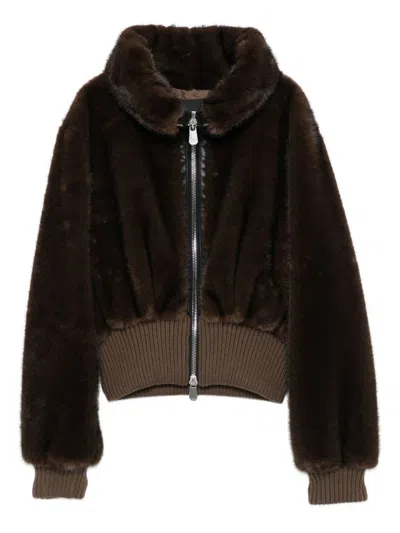 Pinko Faux-fur Jacket In Animal Print