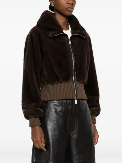 Pinko Faux-fur Jacket In Animal Print