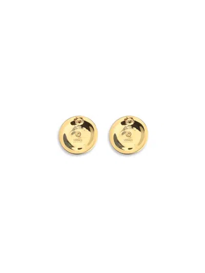 Versace Crystal Medusa Earrings In Gold