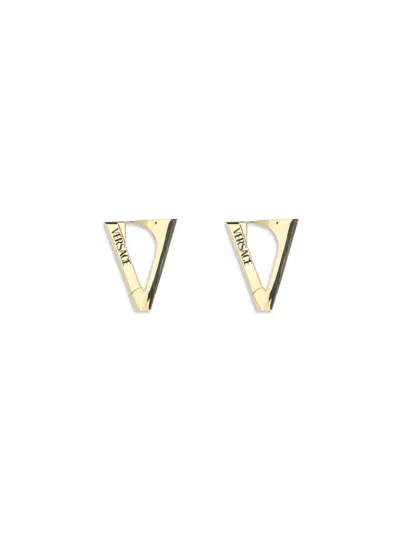 Versace V Drop Earrings In Gold