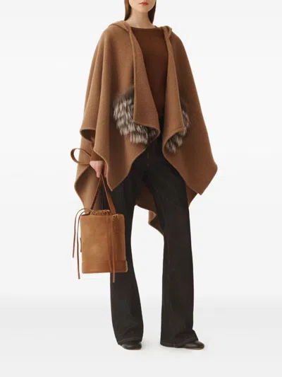 Fabiana Filippi Hooded Cloak In Brown