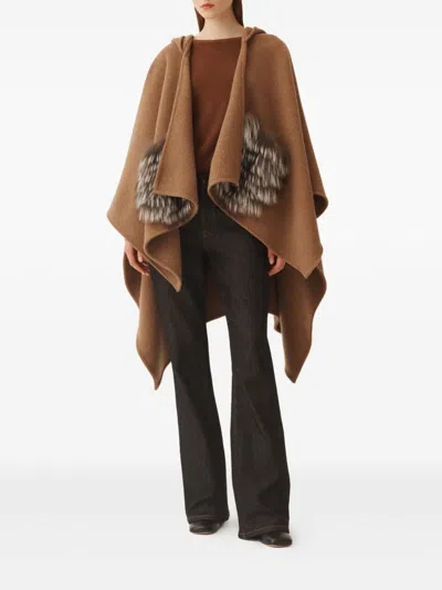 Fabiana Filippi Hooded Cloak In Brown