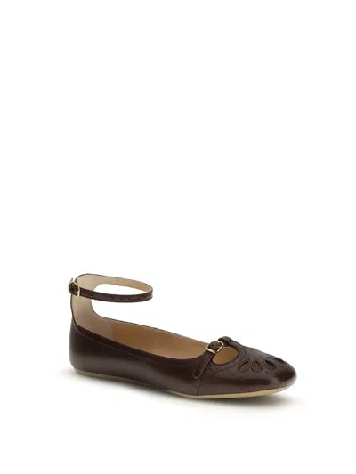 Chloé Chloe Misty Cut-out Leather Ballet Flats In Purple