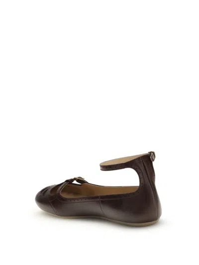 Chloé Chloe Misty Cut-out Leather Ballet Flats In Purple